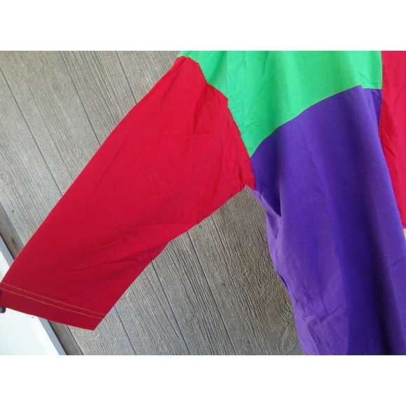 NOS Vtg 80s Shirt Colorblock Red Green Purple One Size 100% Cotton - Picture 8 of 10